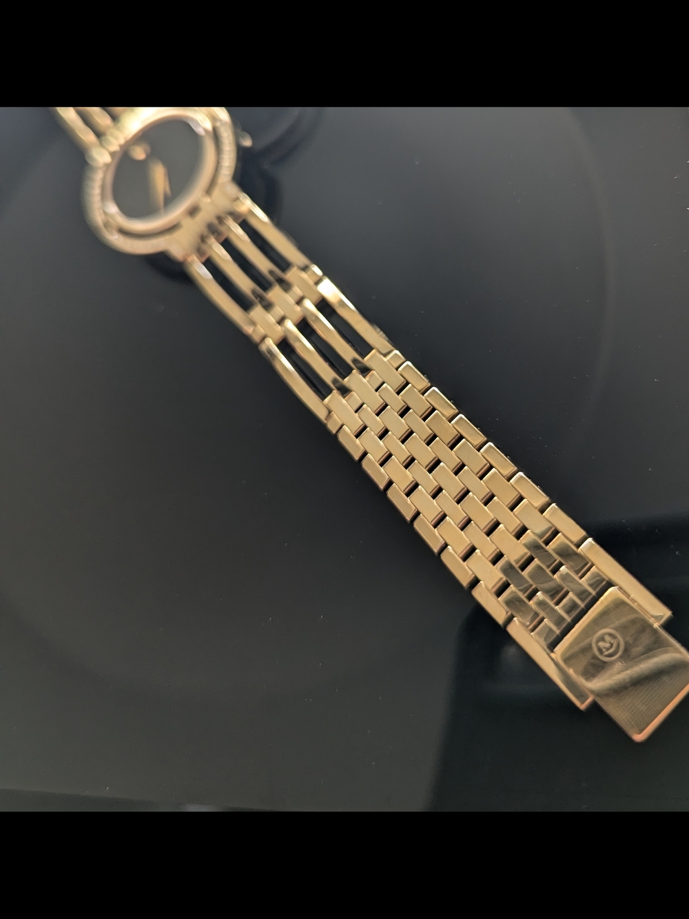 Movado Watch Women’s Gold Black Dial Diamond Bracelet $2795 - Picture 5 of 16